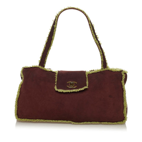 シャネル ココマーク ムートン ハンドバッグ ブラウン スウェード ウール レディース CHANEL 【中古】