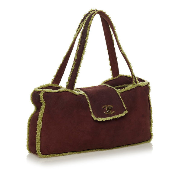 シャネル ココマーク ムートン ハンドバッグ ブラウン スウェード ウール レディース CHANEL 【中古】