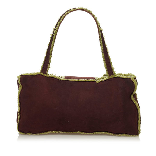 シャネル ココマーク ムートン ハンドバッグ ブラウン スウェード ウール レディース CHANEL 【中古】