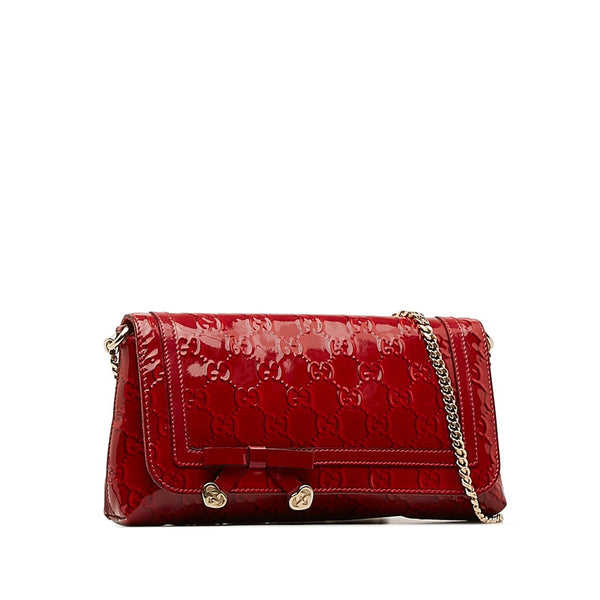 グッチ ブロードウェイ チェーン ショルダーバッグ 257611 レッド パテントレザー レディース GUCCI 【中古】