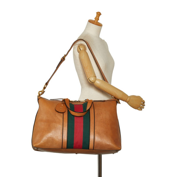 グッチ シェリー ボストンバッグ ショルダーバッグ 2WAY 307757 ブラウン マルチカラー レザー メンズ GUCCI 【中古】