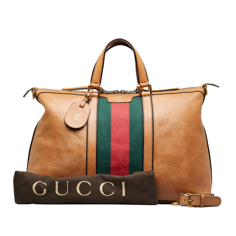 グッチ シェリー ボストンバッグ ショルダーバッグ 2WAY 307757 ブラウン マルチカラー レザー メンズ GUCCI 【中古】