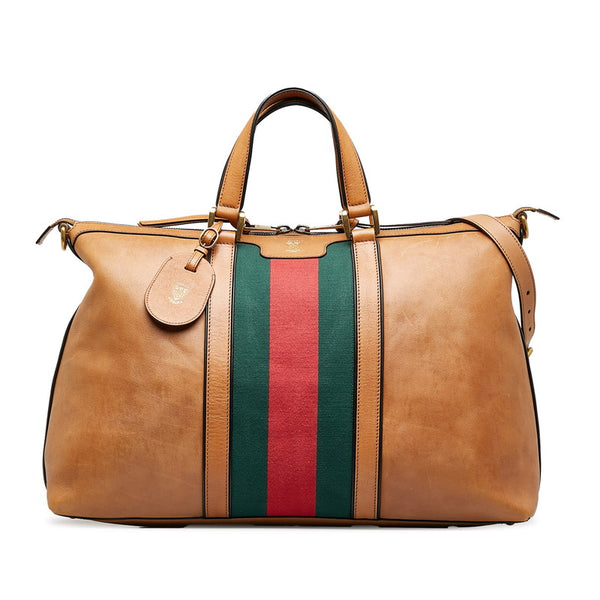 グッチ シェリー ボストンバッグ ショルダーバッグ 2WAY 307757 ブラウン マルチカラー レザー メンズ GUCCI 【中古】