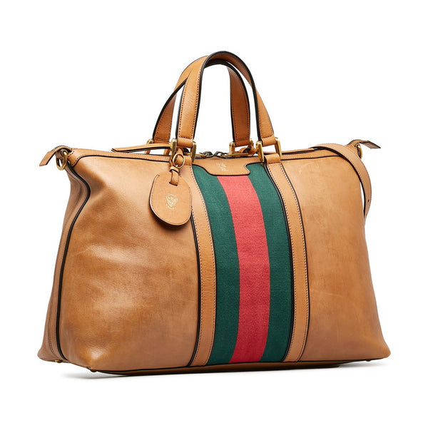 グッチ シェリー ボストンバッグ ショルダーバッグ 2WAY 307757 ブラウン マルチカラー レザー メンズ GUCCI 【中古】