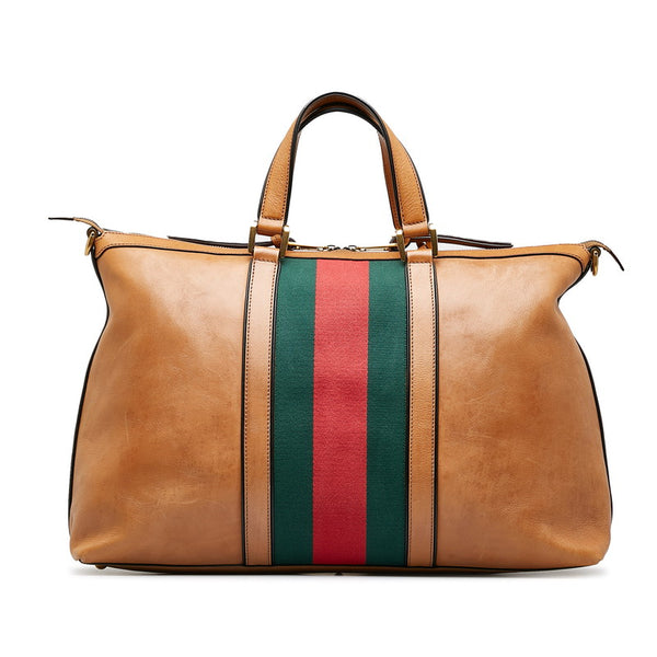 グッチ シェリー ボストンバッグ ショルダーバッグ 2WAY 307757 ブラウン マルチカラー レザー メンズ GUCCI 【中古】