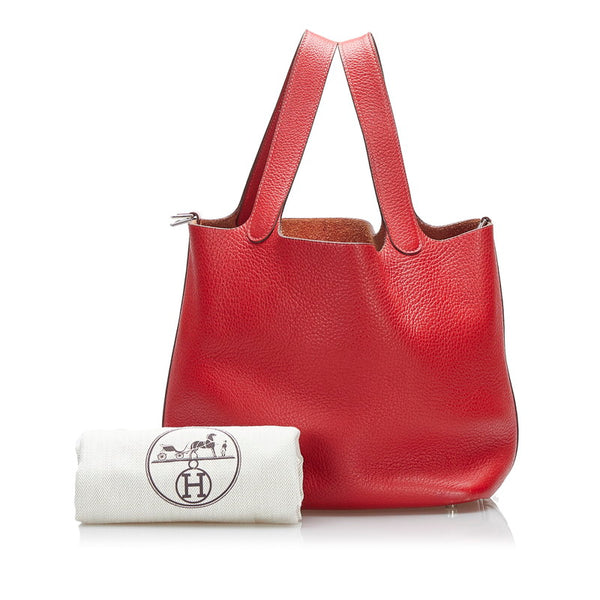 エルメス ピコタンMM シルバー金具 ハンドバッグ レッド トリヨンクレマンス レディース HERMES 【中古】