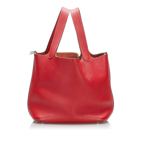 エルメス ピコタンMM シルバー金具 ハンドバッグ レッド トリヨンクレマンス レディース HERMES 【中古】