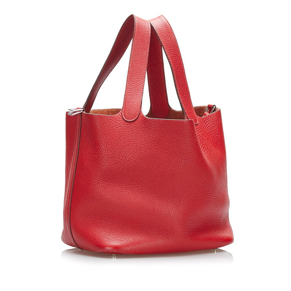 エルメス ピコタンMM シルバー金具 ハンドバッグ レッド トリヨンクレマンス レディース HERMES 【中古】
