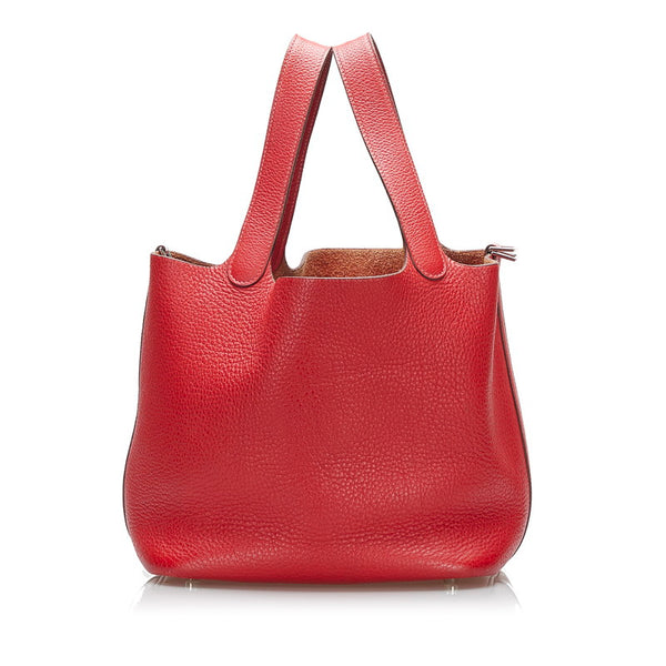 エルメス ピコタンMM シルバー金具 ハンドバッグ レッド トリヨンクレマンス レディース HERMES 【中古】
