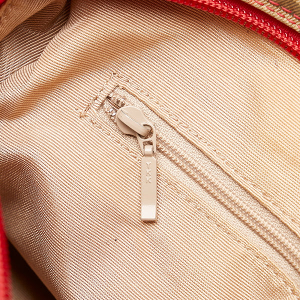 バーバリー ノバチェック シャドーホース ハンドバッグ ショルダーバッグ 2WAY ベージュ レッド キャンバス レザー レディース BURBERRY 【中古】
