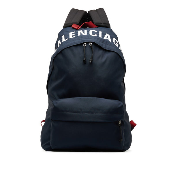 バレンシアガ ロゴ ウィール サスティナブル リュック バックパック 507460 ネイビー ナイロン メンズ BALENCIAGA 【中古】