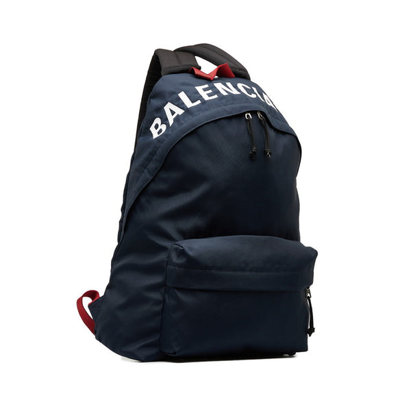 バレンシアガ ロゴ ウィール サスティナブル リュック バックパック 507460 ネイビー ナイロン メンズ BALENCIAGA 【中古】