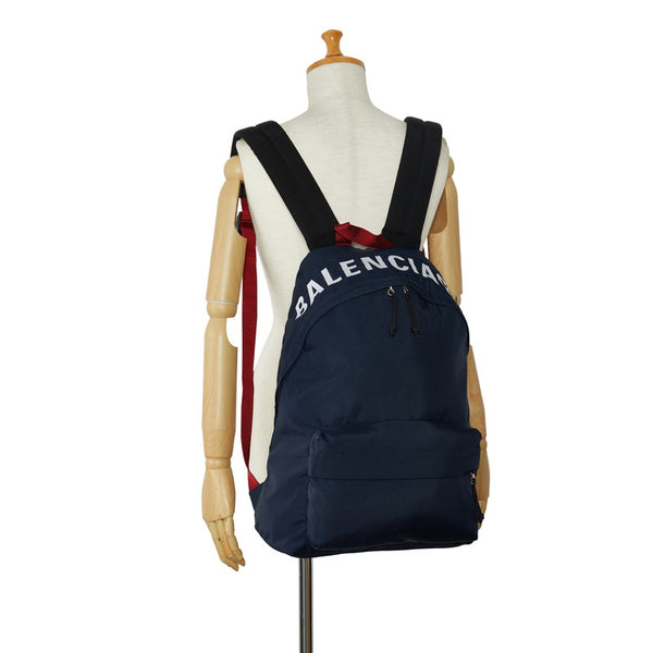 バレンシアガ ロゴ ウィール サスティナブル リュック バックパック 507460 ネイビー ナイロン メンズ BALENCIAGA 【中古】