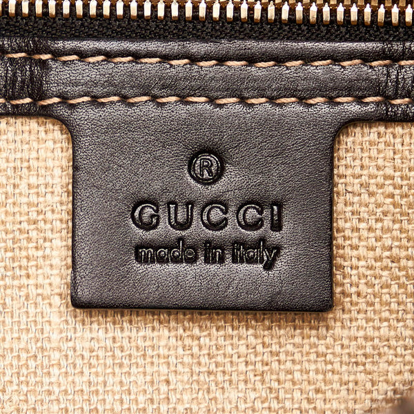 グッチ ワンショルダー 141875 ホワイト ブラック キャンバス レザー レディース GUCCI 【中古】