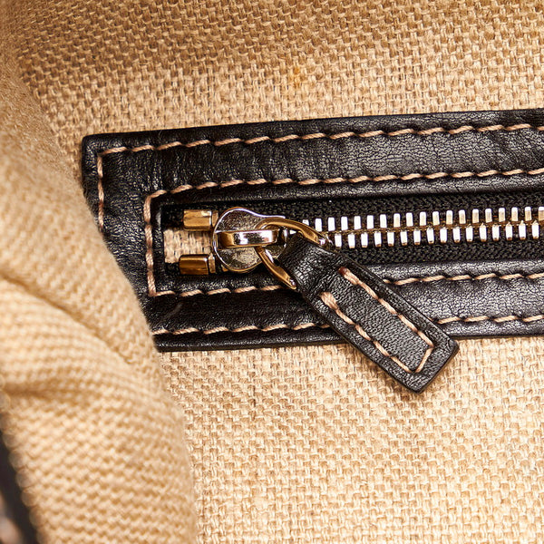 グッチ ワンショルダー 141875 ホワイト ブラック キャンバス レザー レディース GUCCI 【中古】