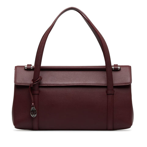 カルティエ カボション マストラインチャーム ハンドバッグ ショルダーバッグ ボルドー ワインレッド レザー レディース CARTIER 【中古】