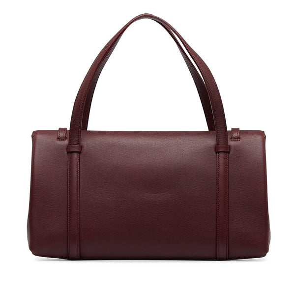 カルティエ カボション マストラインチャーム ハンドバッグ ショルダーバッグ ボルドー ワインレッド レザー レディース CARTIER 【中古】