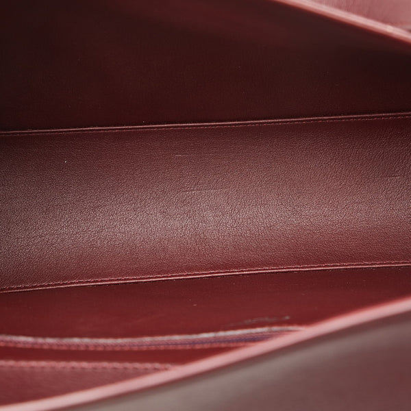 カルティエ カボション マストラインチャーム ハンドバッグ ショルダーバッグ ボルドー ワインレッド レザー レディース CARTIER 【中古】