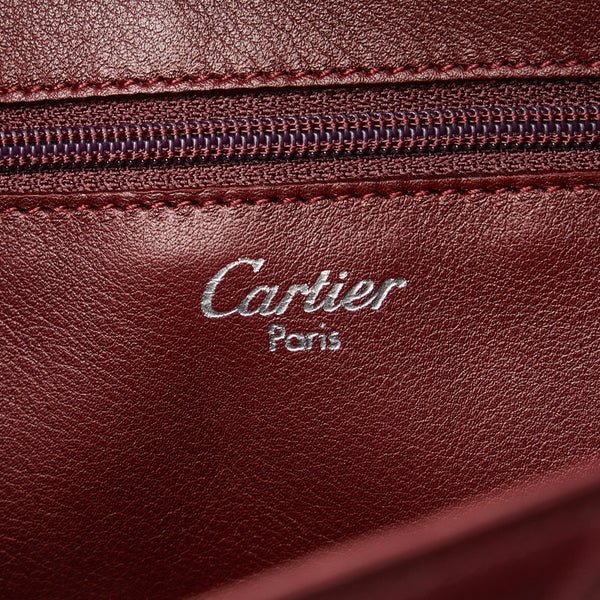 カルティエ カボション マストラインチャーム ハンドバッグ ショルダーバッグ ボルドー ワインレッド レザー レディース CARTIER 【中古】