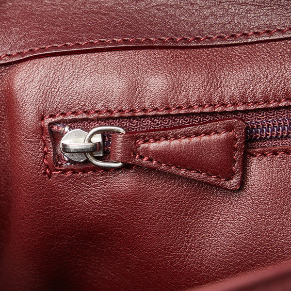 カルティエ カボション マストラインチャーム ハンドバッグ ショルダーバッグ ボルドー ワインレッド レザー レディース CARTIER 【中古】