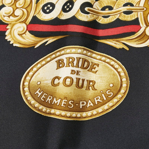 エルメス カレ90 Bride de Cour 法廷の勒 スカーフ ブラック マルチカラー シルク レディース HERMES 【中古】