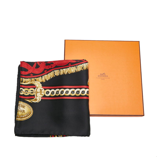 エルメス カレ90 Bride de Cour 法廷の勒 スカーフ ブラック マルチカラー シルク レディース HERMES 【中古】