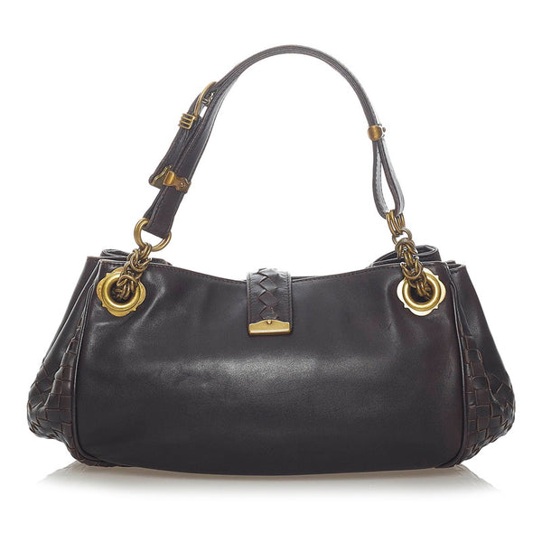 ボッテガヴェネタ イントレチャート ハンドバッグ ブラウン レザー レディース BOTTEGAVENETA 【中古】