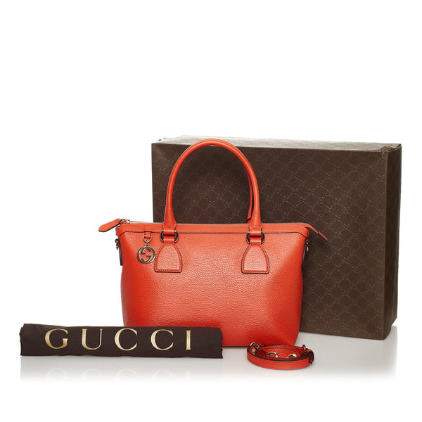 グッチ インターロッキング ハンドバッグ ショルダーバッグ 2WAY 449659 オレンジ レザー レディース GUCCI 【中古】