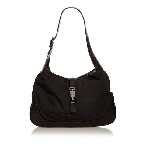 グッチ ジャッキー ショルダーバッグ 001 3346 ブラウン ナイロン レザー レディース GUCCI 【中古】