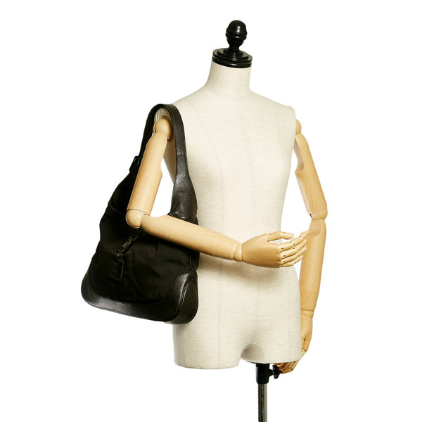 グッチ ジャッキー ショルダーバッグ 001 3346 ブラウン ナイロン レザー レディース GUCCI 【中古】