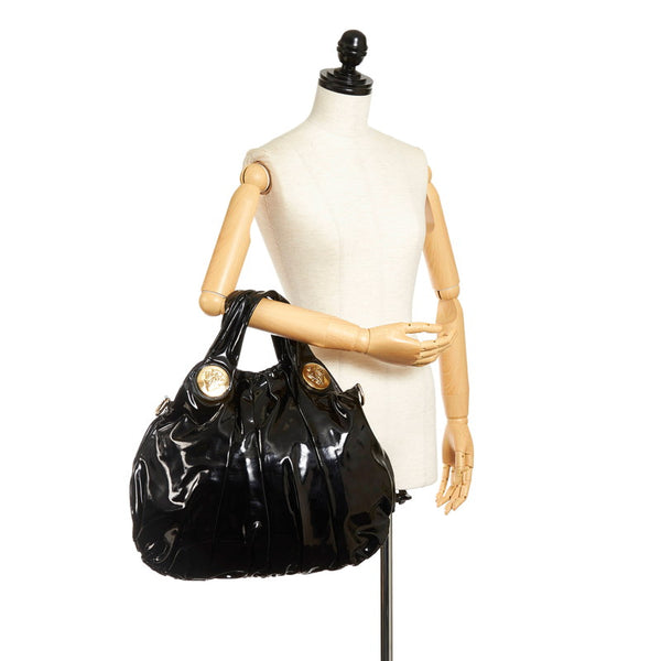 グッチ ヒステリア トートバッグ 197016 ブラック エナメル レディース GUCCI 【中古】