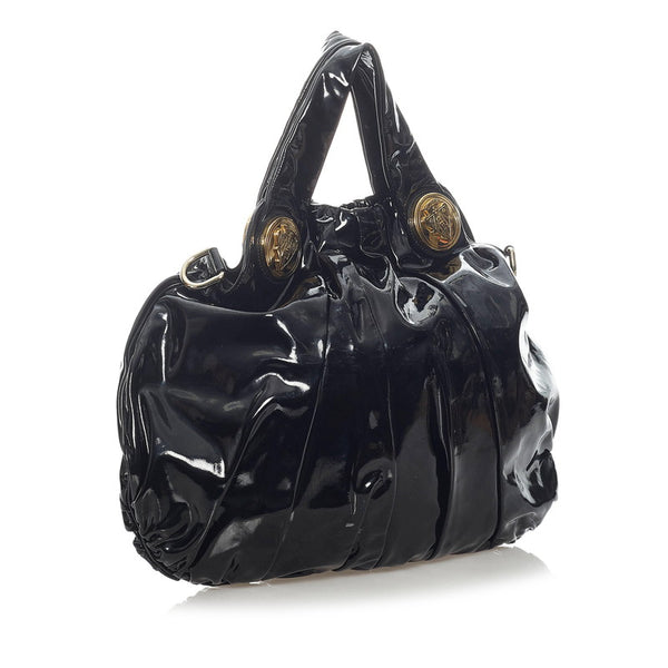 グッチ ヒステリア トートバッグ 197016 ブラック エナメル レディース GUCCI 【中古】