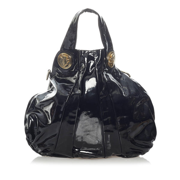 グッチ ヒステリア トートバッグ 197016 ブラック エナメル レディース GUCCI 【中古】