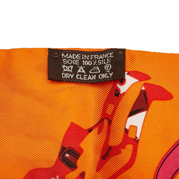 エルメス ツイリー 総柄 スカーフ オレンジ ブラウン シルク レディース HERMES 【中古】