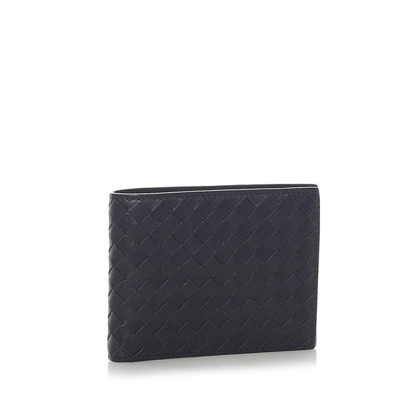 ボッテガヴェネタ イントレチャート 二つ折り財布 ブラック レザー レディース BOTTEGAVENETA 【中古】