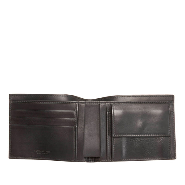 ボッテガヴェネタ イントレチャート 二つ折り財布 ブラック レザー レディース BOTTEGAVENETA 【中古】