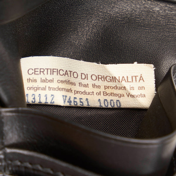 ボッテガヴェネタ イントレチャート 二つ折り財布 ブラック レザー レディース BOTTEGAVENETA 【中古】
