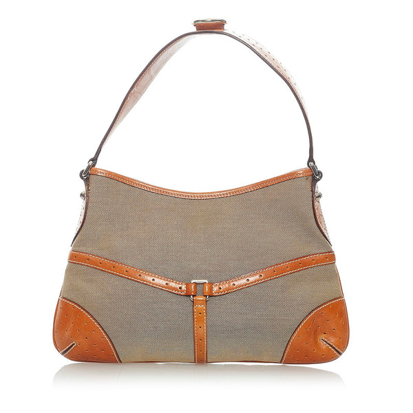 グッチ インターロッキングG ワンショルダーバッグ 114877 ベージュ ブラウン キャンバス レザー レディース GUCCI 【中古】