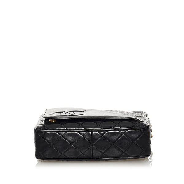 シャネル マトラッセ ココマーク フリンジ チェーン ショルダーバッグ  ブラック ラムスキン レディース CHANEL 【中古】