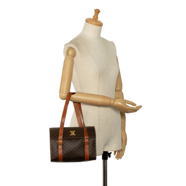 セリーヌ ヴィンテージ マカダム ハンドバッグ ブラウン PVC レザー レディース CELINE 【中古】