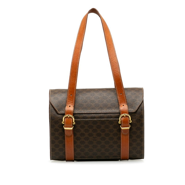 セリーヌ ヴィンテージ マカダム ハンドバッグ ブラウン PVC レザー レディース CELINE 【中古】