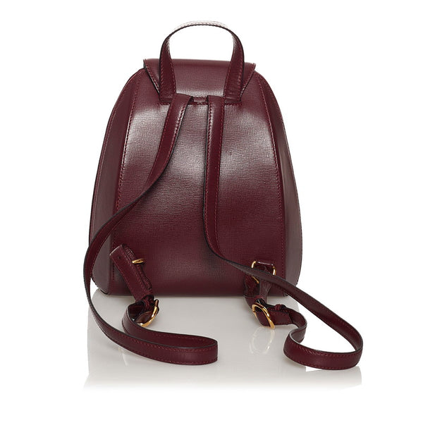 カルティエ マスト リュック バックパック ワインレッド レザー レディース CARTIER 【中古】