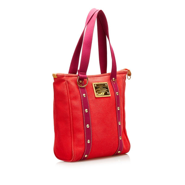 ルイ ヴィトン アンティグア カバMM トートバッグ M40034 ルージュ レッド キャンバス レディース LOUIS VUITTON 【中古】