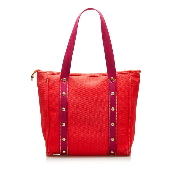 ルイ ヴィトン アンティグア カバMM トートバッグ M40034 ルージュ レッド キャンバス レディース LOUIS VUITTON 【中古】