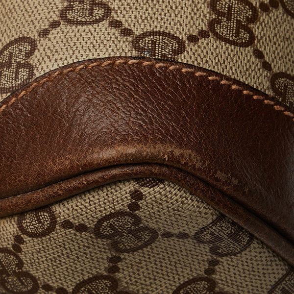 グッチ GGスプリーム シェリーライン ミニボストンバッグ ハンドバッグ ベージュ ブラウン PVC レザー レディース GUCCI 【中古】