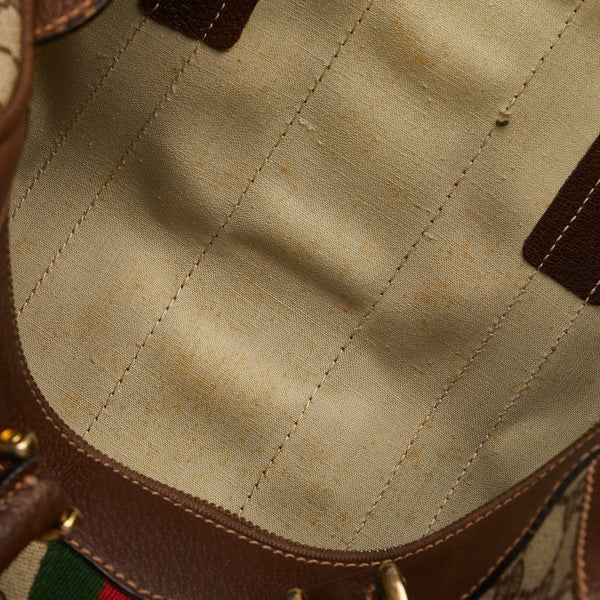 グッチ GGスプリーム シェリーライン ミニボストンバッグ ハンドバッグ ベージュ ブラウン PVC レザー レディース GUCCI 【中古】