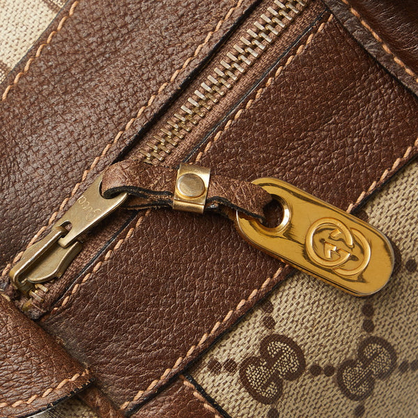 グッチ GGスプリーム シェリーライン ミニボストンバッグ ハンドバッグ ベージュ ブラウン PVC レザー レディース GUCCI 【中古】