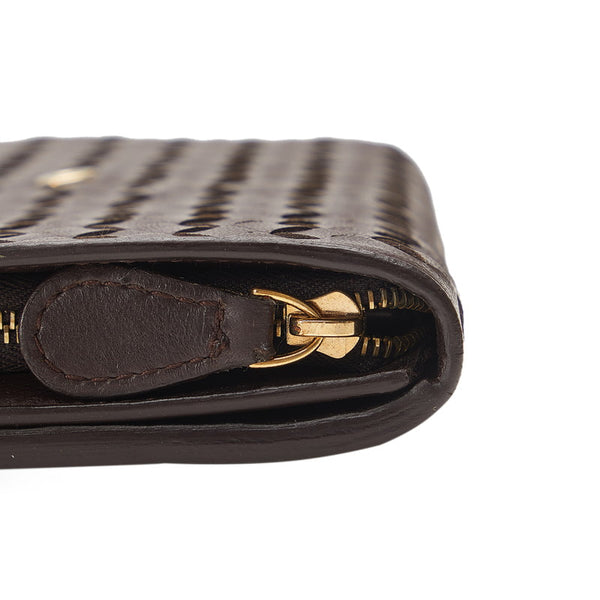 ボッテガヴェネタ イントレチャート 長財布 ブラウン レザー レディース BOTTEGAVENETA 【中古】