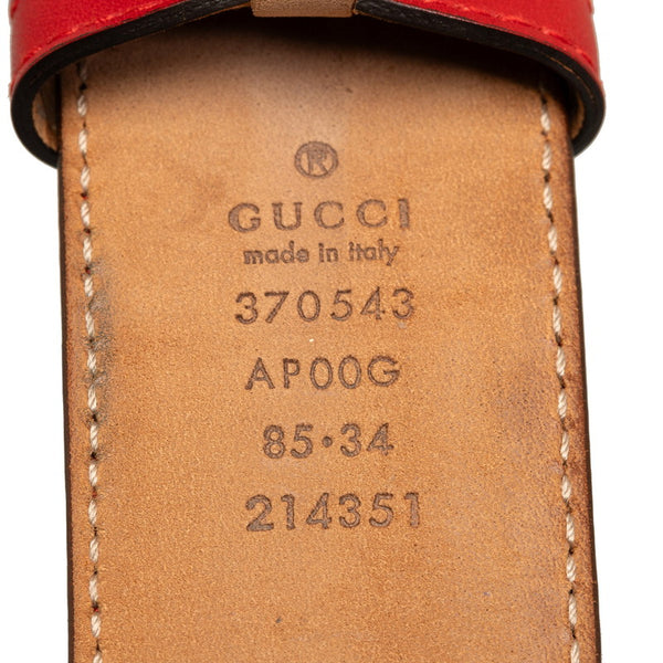 グッチ インターロッキングG ベルト 370543 レッド ゴールド レザー レディース GUCCI 【中古】