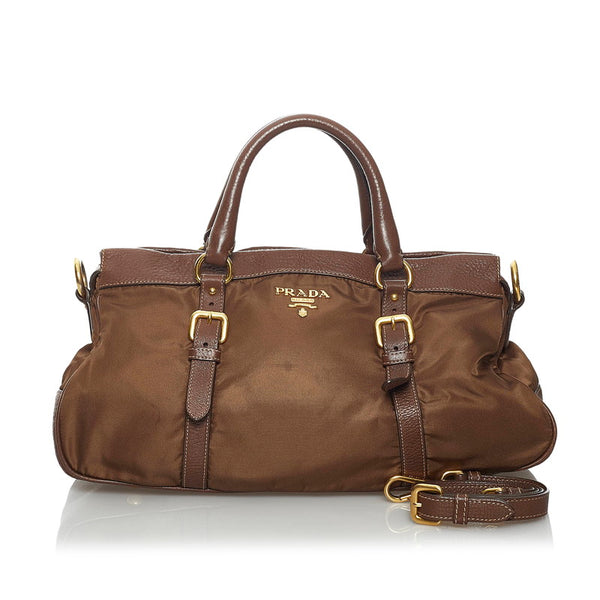 プラダ ハンドバッグ ショルダーバッグ 2WAY ブラウン ナイロン レザー レディース PRADA 【中古】